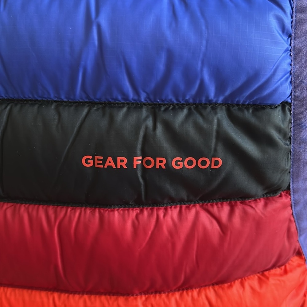 cotopaxi Royal Blue Puffer Vest with Black and Red Stripe - Picture 6 of 9